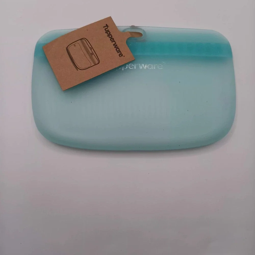 Tupperware Ultimate Silicone Bag Teal Blue Reusable Food Storage Zip Top Pouch